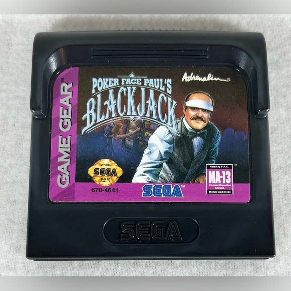 POKER FACE PAUL’S BLACKJACK by SEGA from 1992 game cartridge in case - Picture 3 of 6